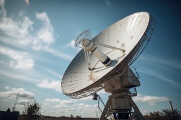 Sticker - close-up of satellite dish, capturing signals from earth, created with generative ai