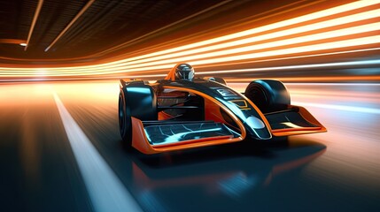 Wall Mural - A Formula. Motion futuristic racing formula at fast ride to finish. Generative Ai