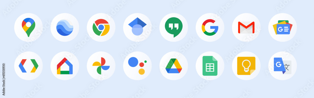 Google apps. Different styles, color, google app, google tools. Vector ...