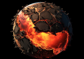 Wall Mural - shattering and exploding of planet earth's molten core . generative ai