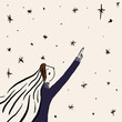 © ADDICTIVE STOCK - Drawing of woman pointing at star in sky
