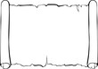 © ennona - Horizontal scroll old paper. Ancient scroll with copyspace. Vector illustrations in hand drawn sketch style isolated on white. Black outline graphics for print. Banner parchment with space for text