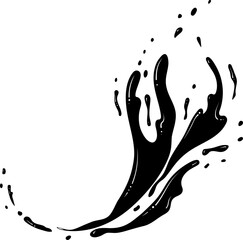 Rounded splashes of ink, water or paint. Spray of fountain. Silhouette splashes of fluid. Black vector illustration in hand drawn style. Splash water motion. Abstract shapes