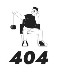 Poster - boy playing yoyo vector bw empty state illustration. editable 404 not found page for ux, ui design. 