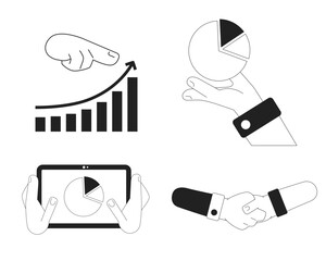 Poster - achieve success in business monochrome concept vector spot illustration set. strategic entrepreneurs