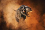 Fototapeta Zwierzęta - Tyrannosaurus T-rex ,dinosaur on smoke background