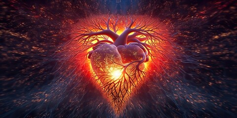 Wall Mural - AI Generated. AI Generative. Realistic illustration of abstracct heart shape brain in galaxy space place. Future medicine love vibe. Graphic Art