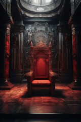 Wall Mural - Decorated empty throne hall. Red throne.