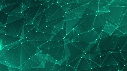 Poster - Abstract blue plexus of moving glowing dots and lines with three dimensional shape. Network or digital connection. Technology background