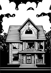 Poster - house in a black and white