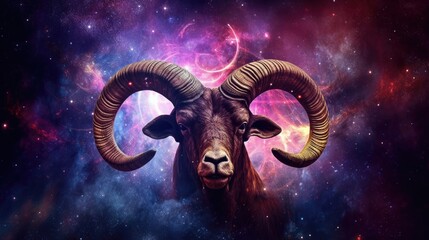Wall Mural - Astrology calendar. Capricorn magical zodiac sign astrology. Esoteric horoscope and fortune telling concept. Capricorn Zodiac in universe. Generative AI