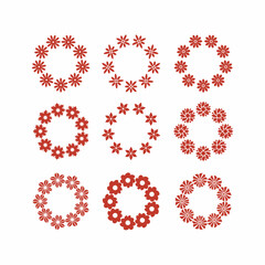 Wall Mural - set of circular flower vector illustration