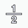 Fraction Icon. Format Numbers One Per Two, Mathematics Element Symbol.