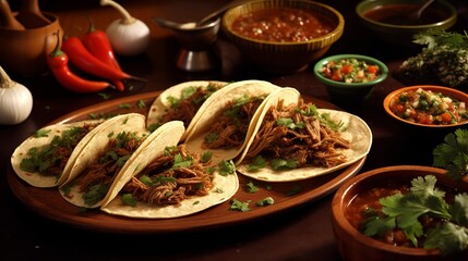 Wall Mural - Flavorful Tradition: Birria Tacos with Rich and Savory Dipping Broth