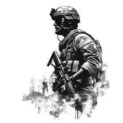 Army Soldier Illustration. Generative AI