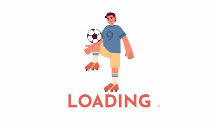 Aufkleber - Animated male footballer loader. Young sportsman kicking soccer ball with knee. Flash message 4K video footage. Isolated color loading animation with alpha channel transparency for UI, UX web design