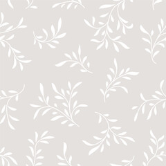 Wall Mural - Floral seamless pattern. Branch with leaves ornamental texture. Flourish nature summer garden textured background
