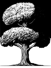 Wall Mural - black and white illustration of a tree