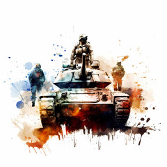 Army and Military Tank Illustration. Generative AI