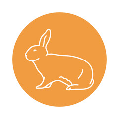 Wall Mural - Rabbit black line icon. Farm animals.