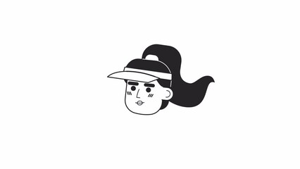 Poster - Athletes bw people icons animation. Sport player. Animated monochromatic flat character heads set on white background with alpha channel transparency. Cartoon avatars 4K video footage for web design