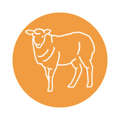 Wall Mural - Sheep black line icon. Farm animals.