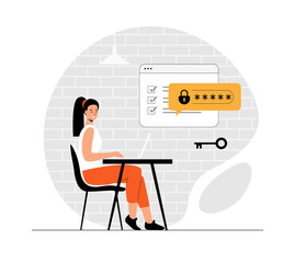 Two steps verification to protect personal data. User authorization, login authentication and information protection. Illustration with people scene in flat design for website and mobile development.