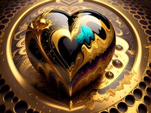 Golden Heart In The Dark Awesome Gold Paint Background For Wallpaper And Wall Art Best In Wall Art