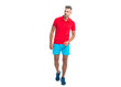 © be free - fit and sporty athletic sportsman man in workout sportswear isolated on white studio background