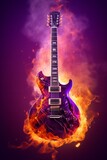 Fototapeta Młodzieżowe - Heavy Metal Guitar on Fire