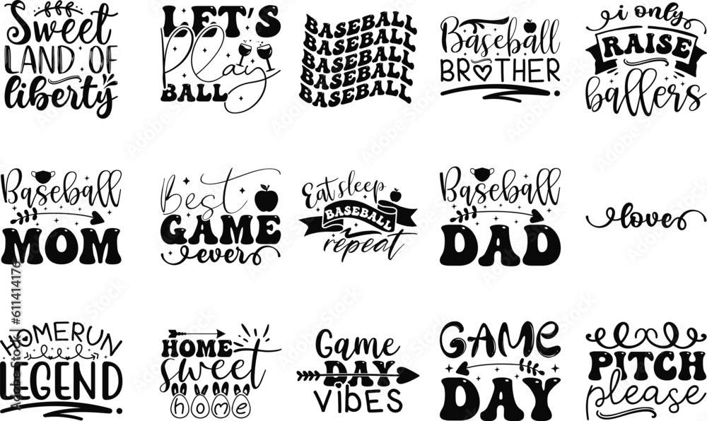 Baseball SVG Bundle cut file Stock Vector | Adobe Stock
