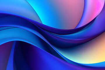 Wall Mural - an abstract blue 3d background with a rainbow light. Generative AI.