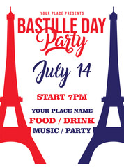 Bastille day celebration flyer poster or social media post design