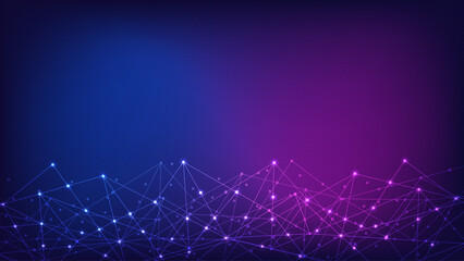 Abstract technology background with connecting the dots and lines. Global network connection, internet technology and digital communication concept