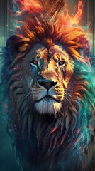  Mythical Male Lion Design Art
