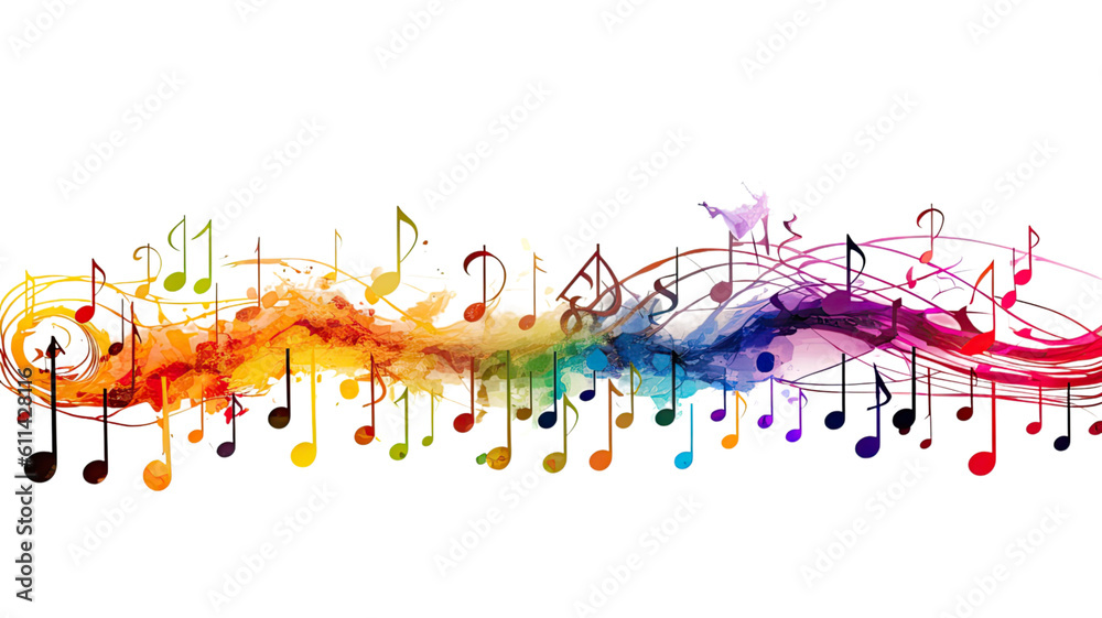 Musical Notes Colored frame border of rainbow-colored musical notes, generative ai Stock ...