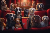 Dogs watching a movie. Generative AI