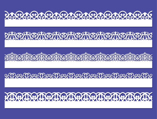 Poster - Vector set of lace border vignettes, suitable for laser cutting. Vintage flourish ornaments, cutout paper decoration