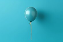 Blue Balloon With A Gold Stem On A Blue Background Generative AI