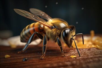 Poster - bee close-up. Generated by AI.