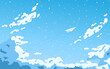 © Lidiia Shapoval - Vector illustration of Cloudy Sky in Anime manga style with paper plane, background, template