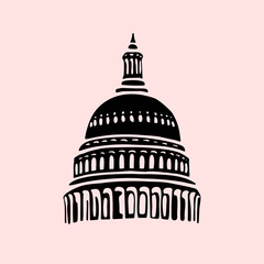 Capitol dome vintage hand drawn illustration design