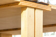 Detail of an laminated mass timber multi story green, sustainable, residential high rise apartment or commercial office building construction project