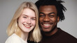 Young blond woman and afro-american man, interracial couple. Generative AI