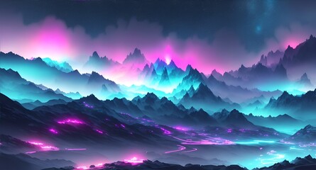 Wall Mural - montains    - AI GENERATED