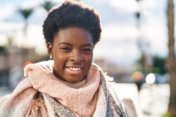 Sticker - African american woman smiling confident standing at street