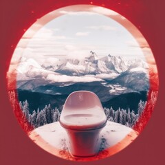 Wall Mural - A toilet sitting in the middle of a snow covered field. Generative AI image.