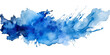 blue  paint brush strokes in watercolor isolated against transparent