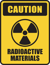 A Nuclear Power Sign, Yellow Warning Symbol, Caution Radioactive Materials Flat Icon Illustration.