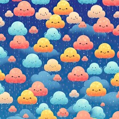 pattern with clouds and rain - generative AI